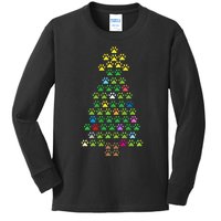 Christmas Tree Dog Paws Christmas Lights Kids Long Sleeve Shirt