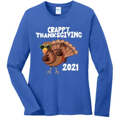 Crappy Thanksgiving Dabbing Turkey Gift Ladies Long Sleeve Shirt