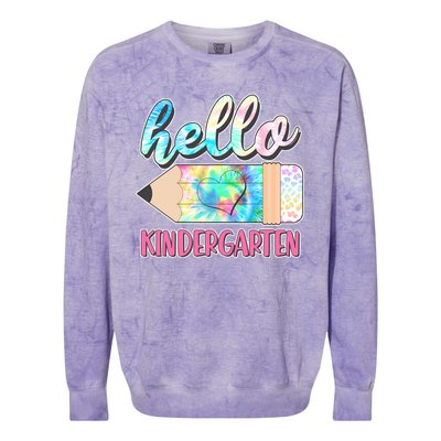 Cute Tie Dye Pencil Hello Kindergarten Colorblast Crewneck Sweatshirt