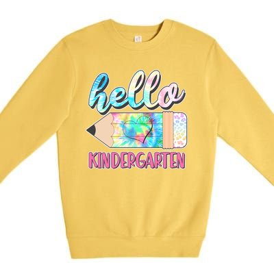 Cute Tie Dye Pencil Hello Kindergarten Premium Crewneck Sweatshirt