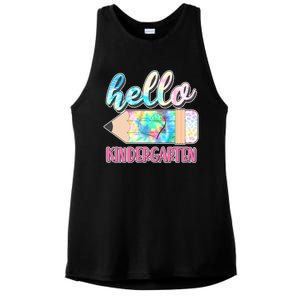 Cute Tie Dye Pencil Hello Kindergarten Ladies PosiCharge Tri-Blend Wicking Tank