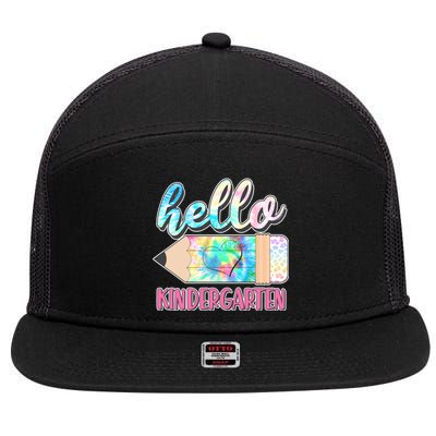 Cute Tie Dye Pencil Hello Kindergarten 7 Panel Mesh Trucker Snapback Hat