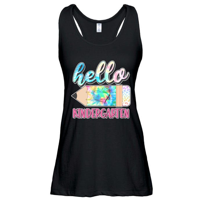 Cute Tie Dye Pencil Hello Kindergarten Ladies Essential Flowy Tank