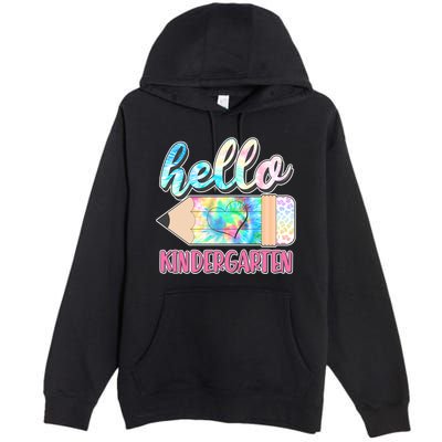Cute Tie Dye Pencil Hello Kindergarten Premium Pullover Hoodie