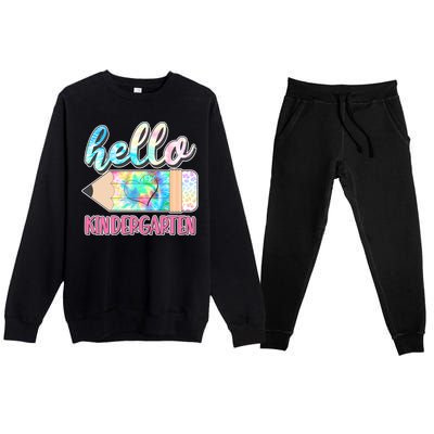 Cute Tie Dye Pencil Hello Kindergarten Premium Crewneck Sweatsuit Set