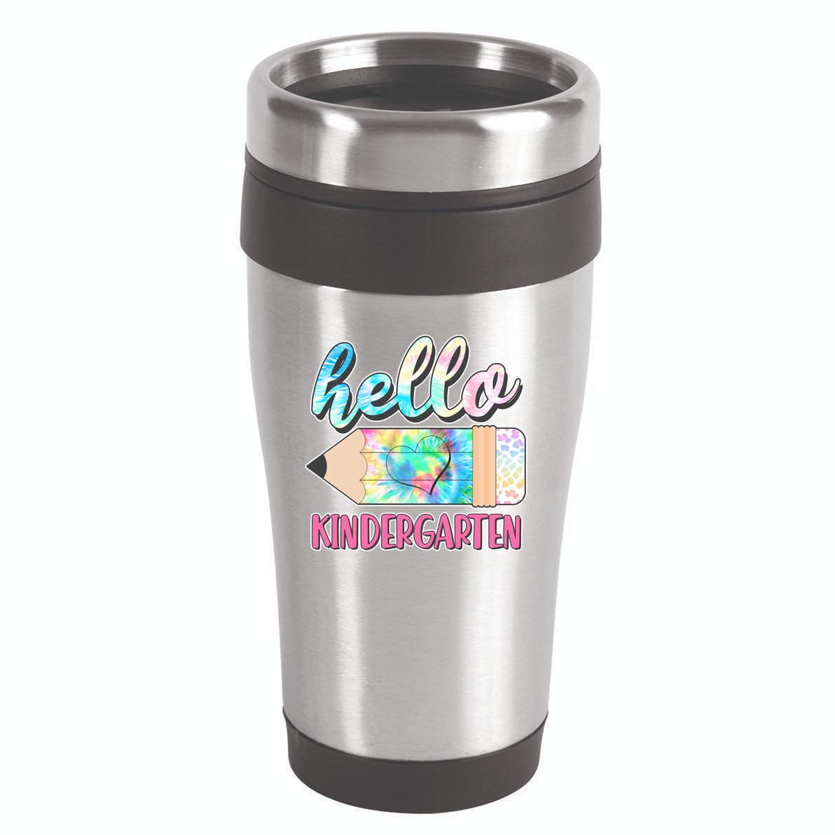 Cute Tie Dye Pencil Hello Kindergarten 16oz Travel Tumbler