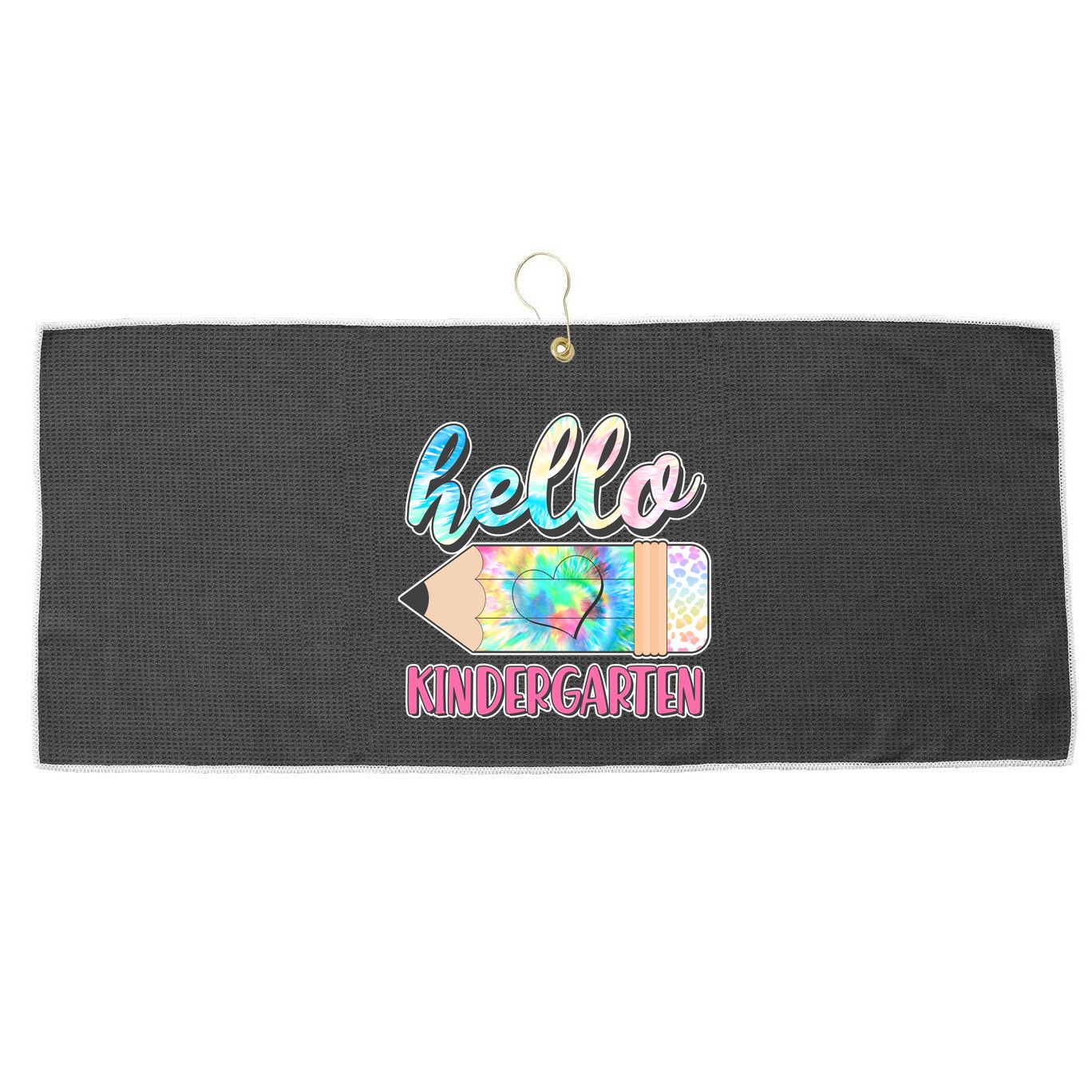 Cute Tie Dye Pencil Hello Kindergarten Large Microfiber Waffle Golf Towel