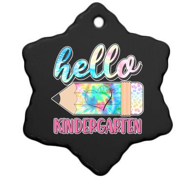 Cute Tie Dye Pencil Hello Kindergarten Ceramic Star Ornament