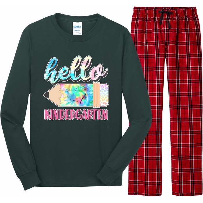 Cute Tie Dye Pencil Hello Kindergarten Long Sleeve Pajama Set