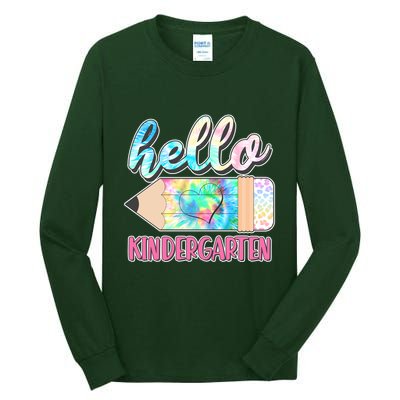Cute Tie Dye Pencil Hello Kindergarten Tall Long Sleeve T-Shirt