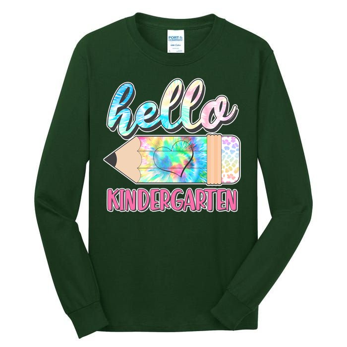 Cute Tie Dye Pencil Hello Kindergarten Tall Long Sleeve T-Shirt