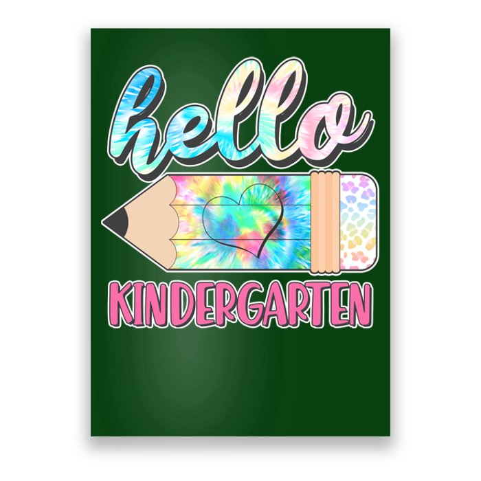 Cute Tie Dye Pencil Hello Kindergarten Poster