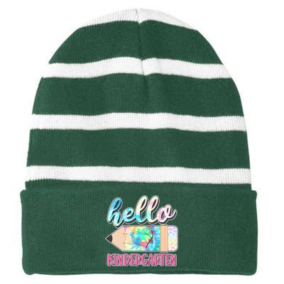 Cute Tie Dye Pencil Hello Kindergarten Striped Beanie with Solid Band