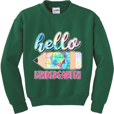 Cute Tie Dye Pencil Hello Kindergarten Kids Sweatshirt