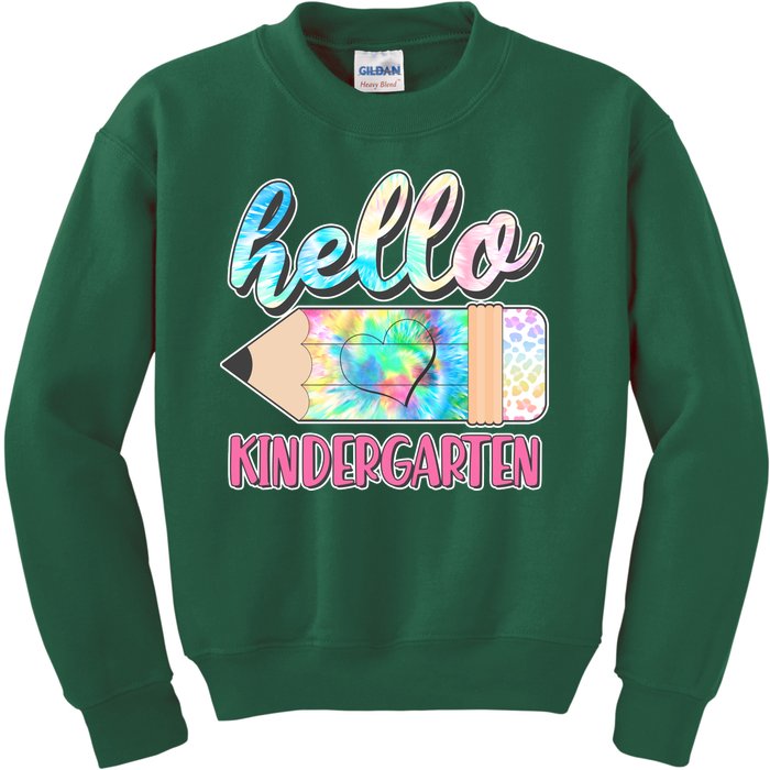 Cute Tie Dye Pencil Hello Kindergarten Kids Sweatshirt