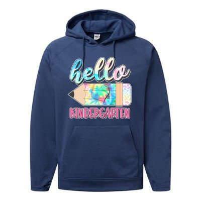 Cute Tie Dye Pencil Hello Kindergarten Performance Fleece Hoodie