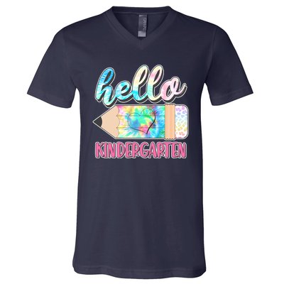 Cute Tie Dye Pencil Hello Kindergarten V-Neck T-Shirt