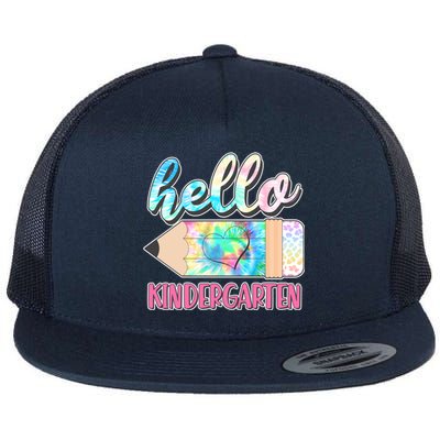 Cute Tie Dye Pencil Hello Kindergarten Flat Bill Trucker Hat