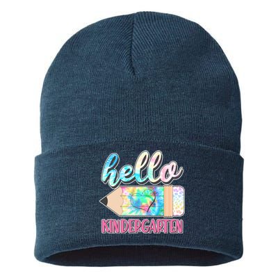 Cute Tie Dye Pencil Hello Kindergarten Sustainable Knit Beanie