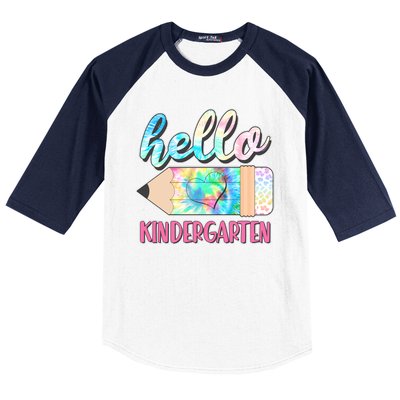 Cute Tie Dye Pencil Hello Kindergarten Baseball Sleeve Shirt