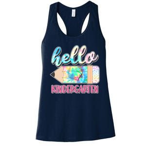 Cute Tie Dye Pencil Hello Kindergarten Women's Racerback Tank