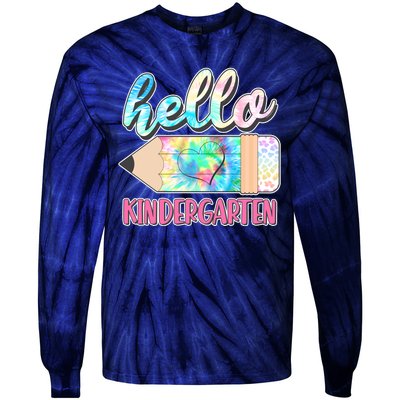 Cute Tie Dye Pencil Hello Kindergarten Tie-Dye Long Sleeve Shirt