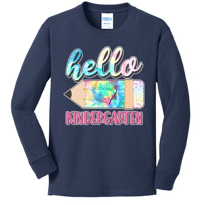 Cute Tie Dye Pencil Hello Kindergarten Kids Long Sleeve Shirt