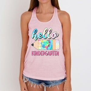 Cute Tie Dye Pencil Hello Kindergarten Women's Knotted Racerback Tank