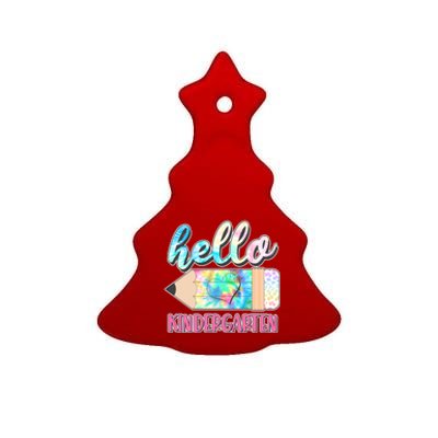 Cute Tie Dye Pencil Hello Kindergarten Ceramic Tree Ornament