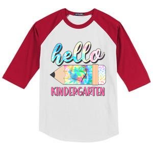 Cute Tie Dye Pencil Hello Kindergarten Kids Colorblock Raglan Jersey