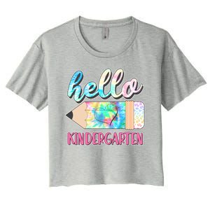 Cute Tie Dye Pencil Hello Kindergarten Women's Crop Top Tee