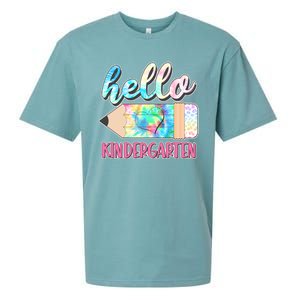 Cute Tie Dye Pencil Hello Kindergarten Sueded Cloud Jersey T-Shirt