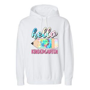 Cute Tie Dye Pencil Hello Kindergarten Garment-Dyed Fleece Hoodie