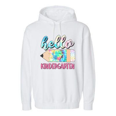 Cute Tie Dye Pencil Hello Kindergarten Garment-Dyed Fleece Hoodie