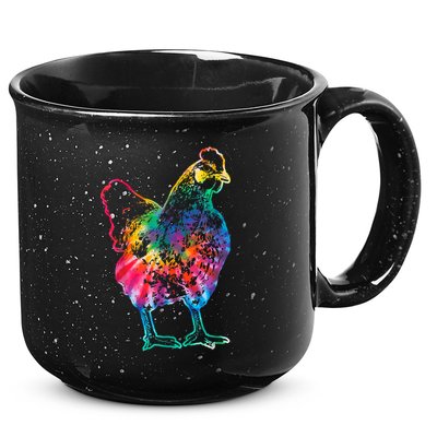 Chicken Tie Dye Hippie Poultry Farmer Farm Vintage Gift 15oz Campfire Ceramic Mug