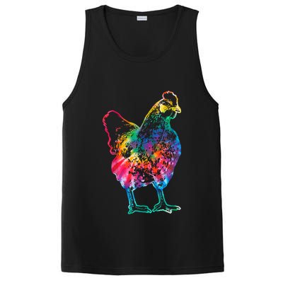 Chicken Tie Dye Hippie Poultry Farmer Farm Vintage Gift PosiCharge Competitor Tank