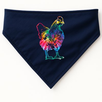 Chicken Tie Dye Hippie Poultry Farmer Farm Vintage Gift USA-Made Doggie Bandana