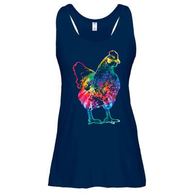 Chicken Tie Dye Hippie Poultry Farmer Farm Vintage Gift Ladies Essential Flowy Tank