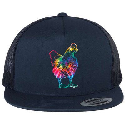 Chicken Tie Dye Hippie Poultry Farmer Farm Vintage Gift Flatbill Hat