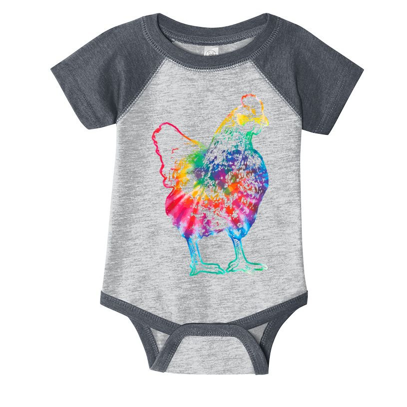 Chicken Tie Dye Hippie Poultry Farmer Farm Vintage Gift Infant Baby Jersey Bodysuit