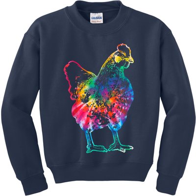 Chicken Tie Dye Hippie Poultry Farmer Farm Vintage Gift Kids Sweatshirt