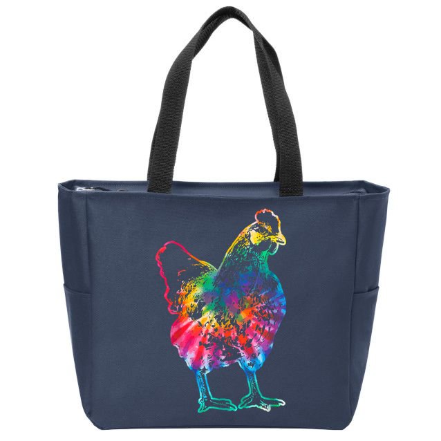 Chicken Tie Dye Hippie Poultry Farmer Farm Vintage Gift Zip Tote Bag