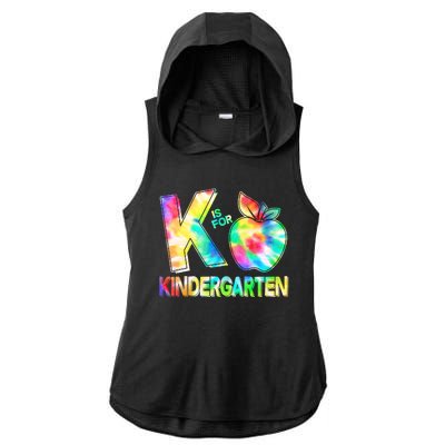 Cute Tie Dye K Is For Kindergarten Ladies PosiCharge Tri-Blend Wicking Draft Hoodie Tank