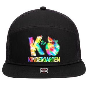 Cute Tie Dye K Is For Kindergarten 7 Panel Mesh Trucker Snapback Hat