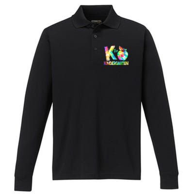 Cute Tie Dye K Is For Kindergarten Performance Long Sleeve Polo