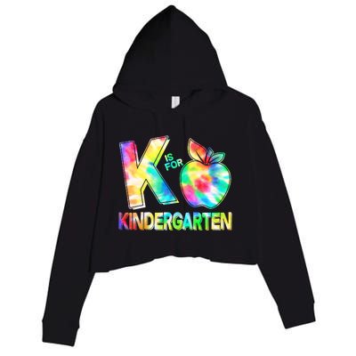 Cute Tie Dye K Is For Kindergarten Crop Fleece Hoodie