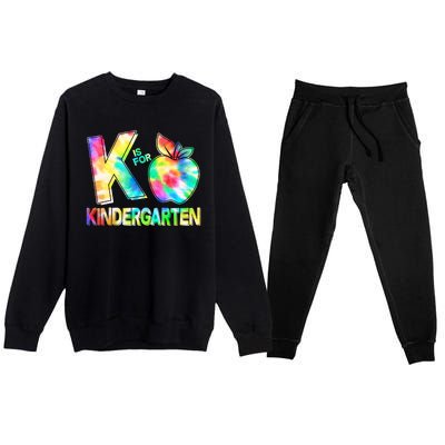 Cute Tie Dye K Is For Kindergarten Premium Crewneck Sweatsuit Set