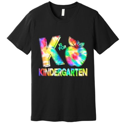Cute Tie Dye K Is For Kindergarten Premium T-Shirt