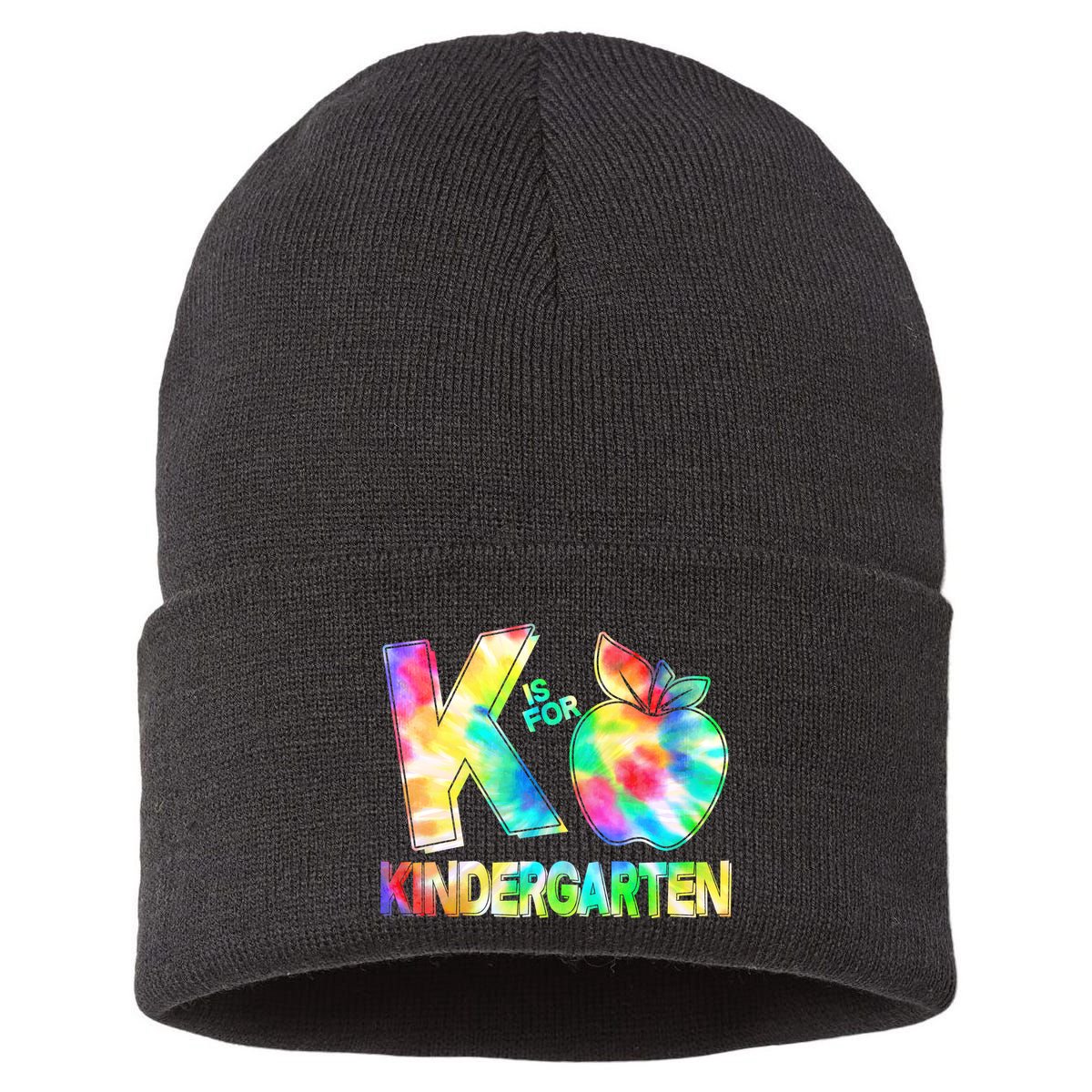 Cute Tie Dye K Is For Kindergarten Sustainable Knit Beanie