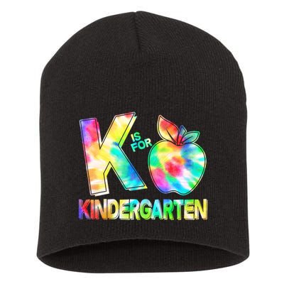 Cute Tie Dye K Is For Kindergarten Short Acrylic Beanie